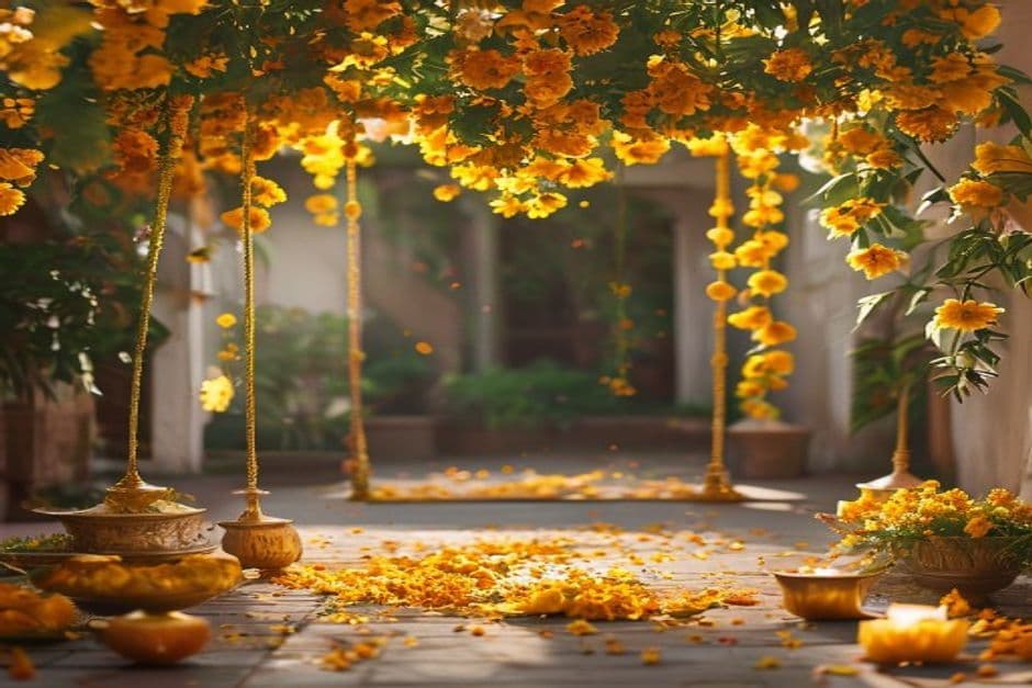 Marigold haldi — Haldi decor in Dooars