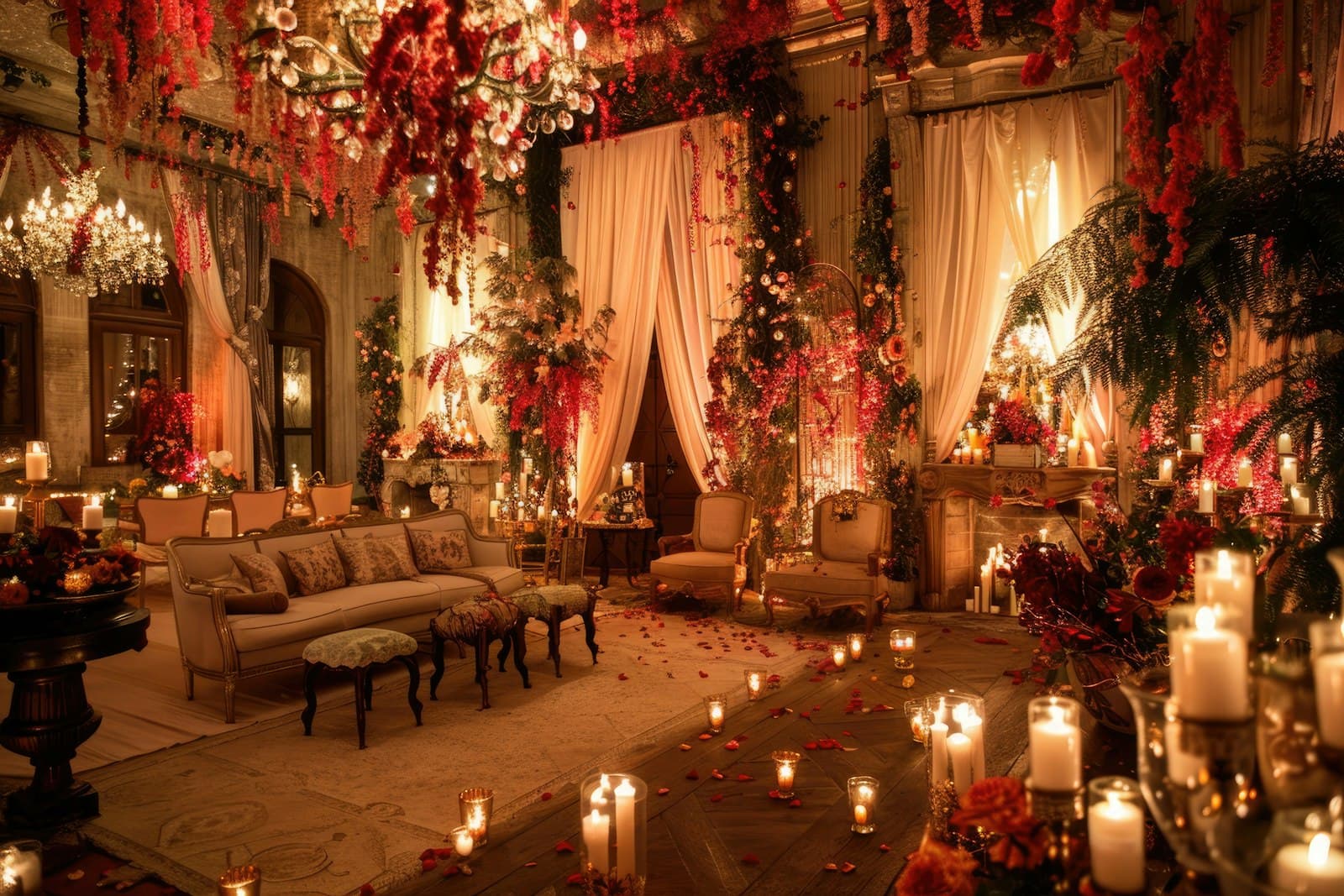 Traditional Bengali mandap — after dark